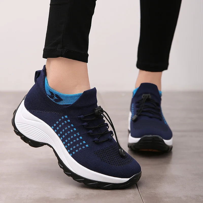 Women's Walking Shoes Fashion Sock Sneakers Breathe Comfortable Nursing Shoes Casual Platform Loafers Non-Slip