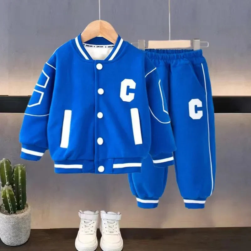 Autumn Baby Clothes Set Children Baseball Uniform Letter C Jacket Coat Top and Sport Pants 2pcs Suit Outfits Tracksuit