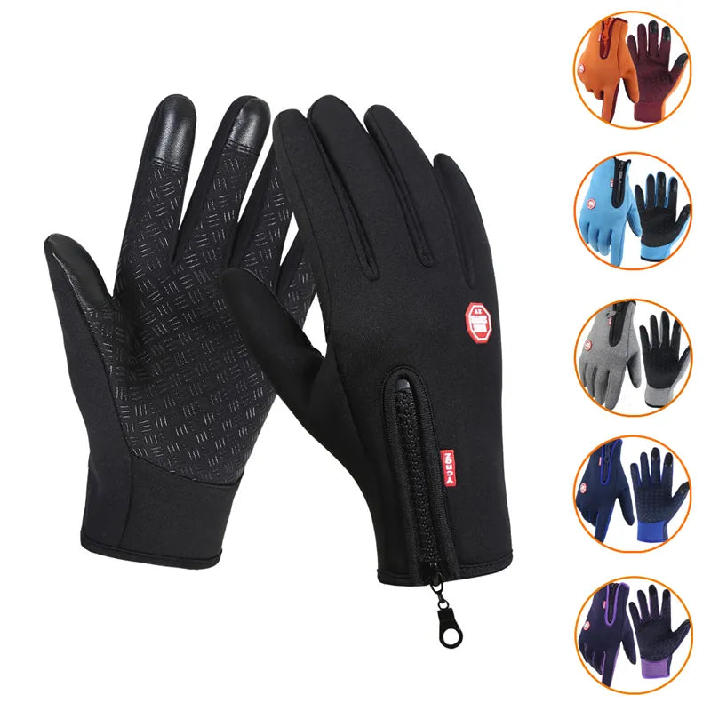 New Winter Gloves Men Touch Cold Waterproof Gloves Male Outdoor Sports Plus Velvet Warm Running Ski Glove