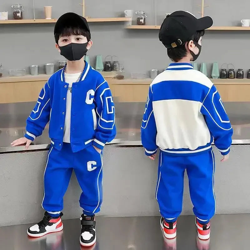 Autumn Baby Clothes Set Children Baseball Uniform Letter C Jacket Coat Top and Sport Pants 2pcs Suit Outfits Tracksuit