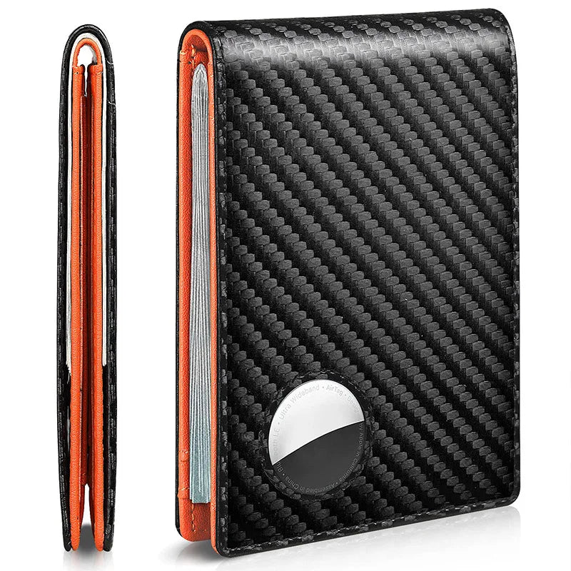 Rfid Carbon Fiber Leather Men Wallets Credit Card Holder Black Luxury Minimalist Wallet for Men