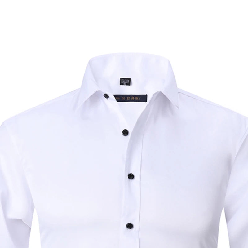 New High Quality Men's Shirt Long Sleeve Fashion No Iron Business Casual