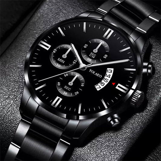 Fashion Mens Sports Watches Luxury Men Stainless Steel Quartz Wrist Watch for Man Business Casual Leather Watch