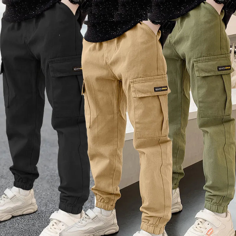 2023 New Spring Autumn Boys Pants Casual Long Style Trousers For Kids 3-12 Years Old Teenage Children Sport Outdoor Pants