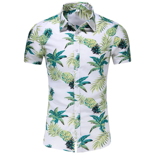 Summer Mens Hawaiian Shirt Holiday Casual Print Shirts Men Oversized Short Sleeve