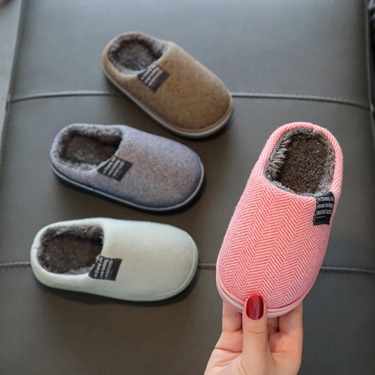 Classic Kids Slippers Shoes Fashion Flat Home Cotton Slippers For Girl Boy Comfortable Soft Bottom Warm Indoor Non-slip Slippers