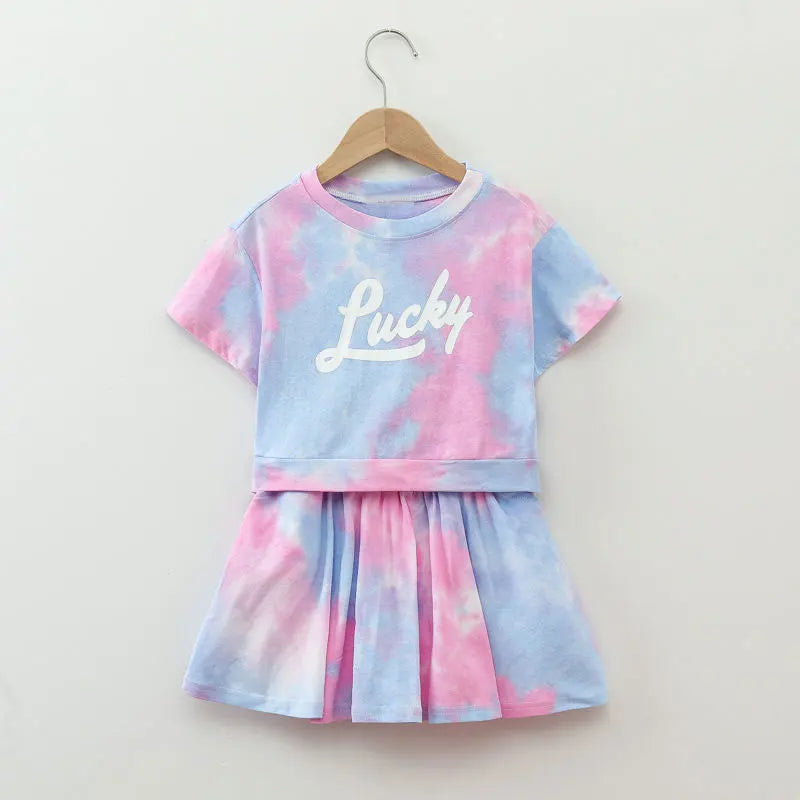 Girls Summer Short Sleeve Top +skirts Child Sports Clothing Casual Girl Outfits 5 to 14