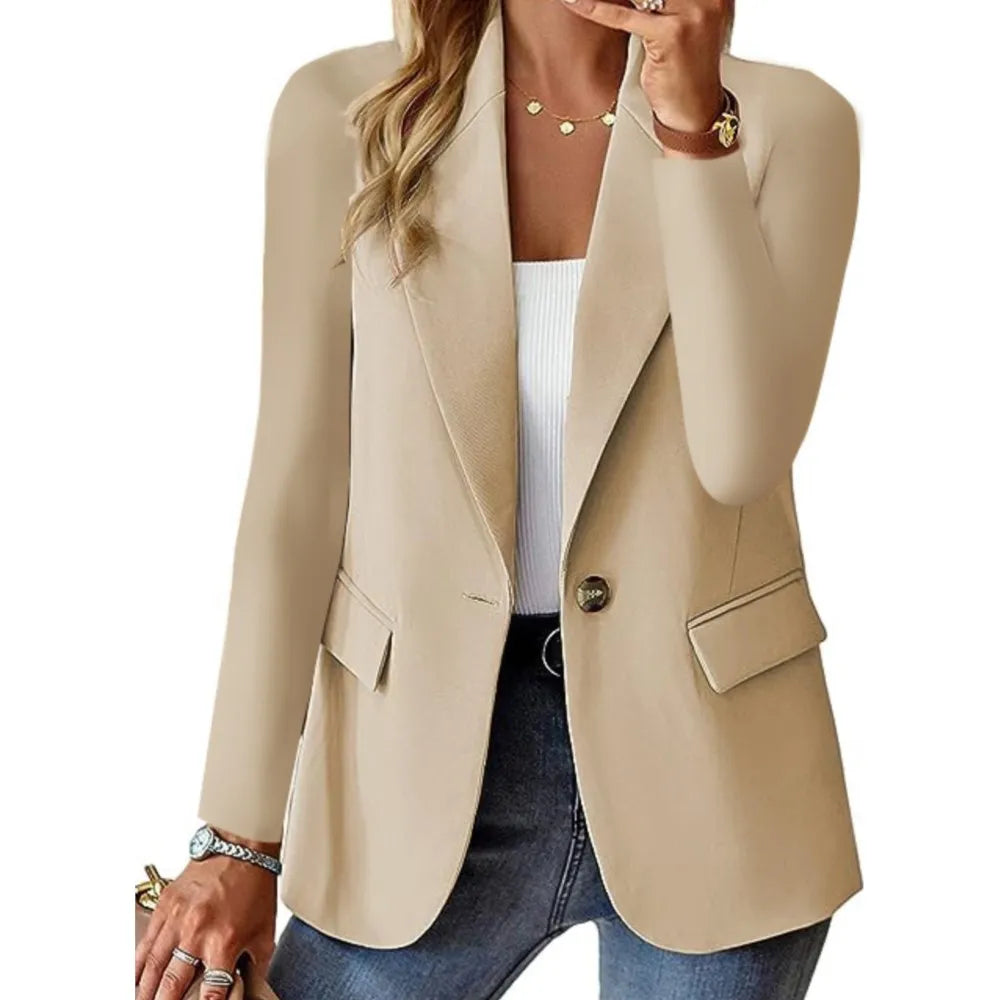 Office Elegant Blazer For Women Casual Solid Long Sleeve