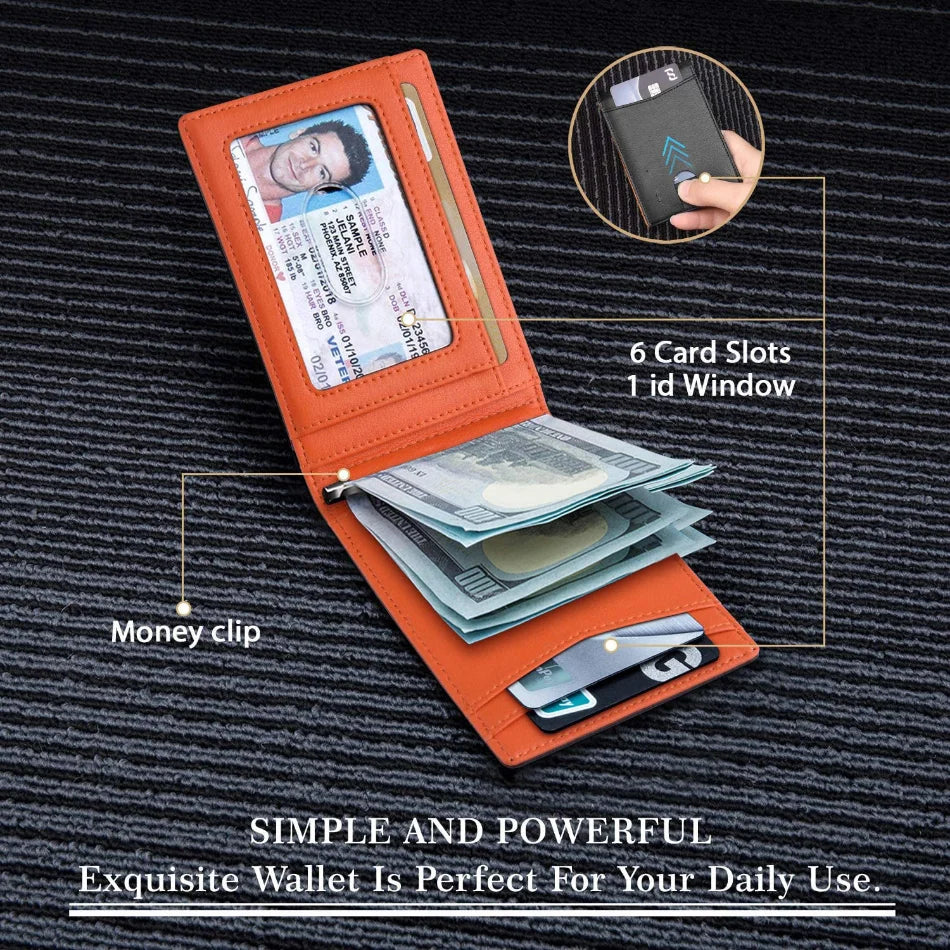 Rfid Leather Men Wallet Slim Card Holder