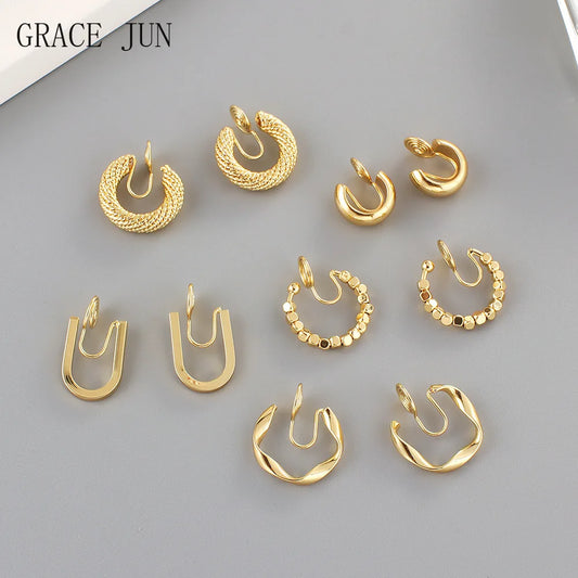 Top quality 18K Gold Color Mosquito Coil Clip on Hoop Earrings