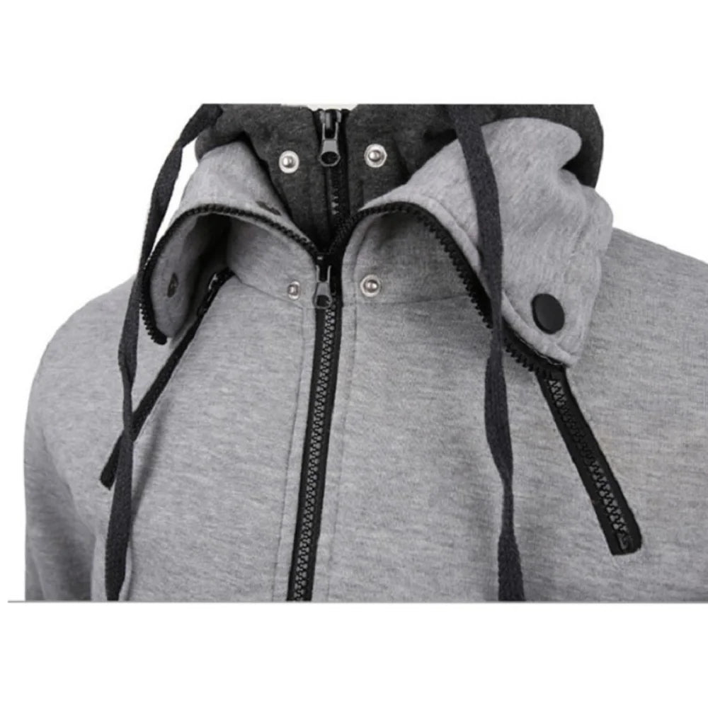 Zipper Men Jackets Autumn Winter Casual Fleece Coats Bomber Jacket Scarf Collar Fashion Hooded Male Outwear Slim Fit Hoody