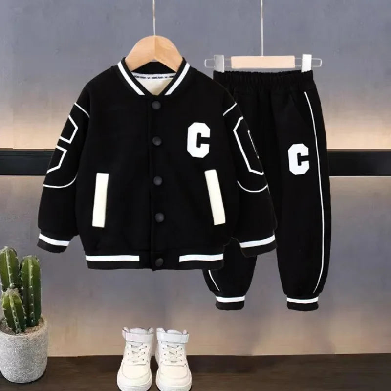 Autumn Baby Clothes Set Children Baseball Uniform Letter C Jacket Coat Top and Sport Pants 2pcs Suit Outfits Tracksuit