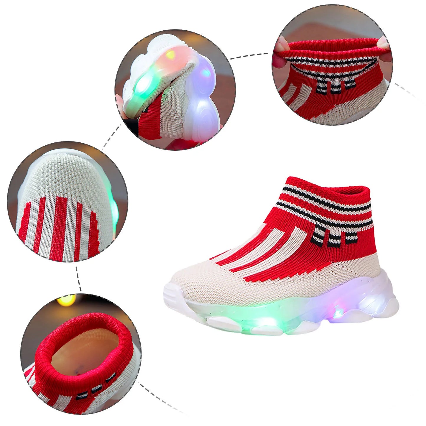 Children Sneakers Kids Baby Girls Boys Soft Sole Run Sneakers Mesh Bling Led Light Luminous Sport Shoes кроссовки детские 2022