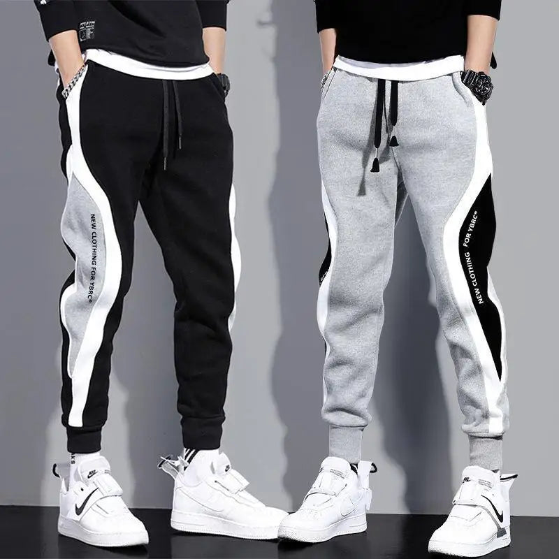 Men Jogging Fitness Pants Elastic Waist Windproof Tie-Foot Casual Baggy All-Match Trousers