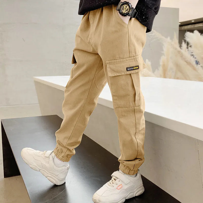 2023 New Spring Autumn Boys Pants Casual Long Style Trousers For Kids 3-12 Years Old Teenage Children Sport Outdoor Pants