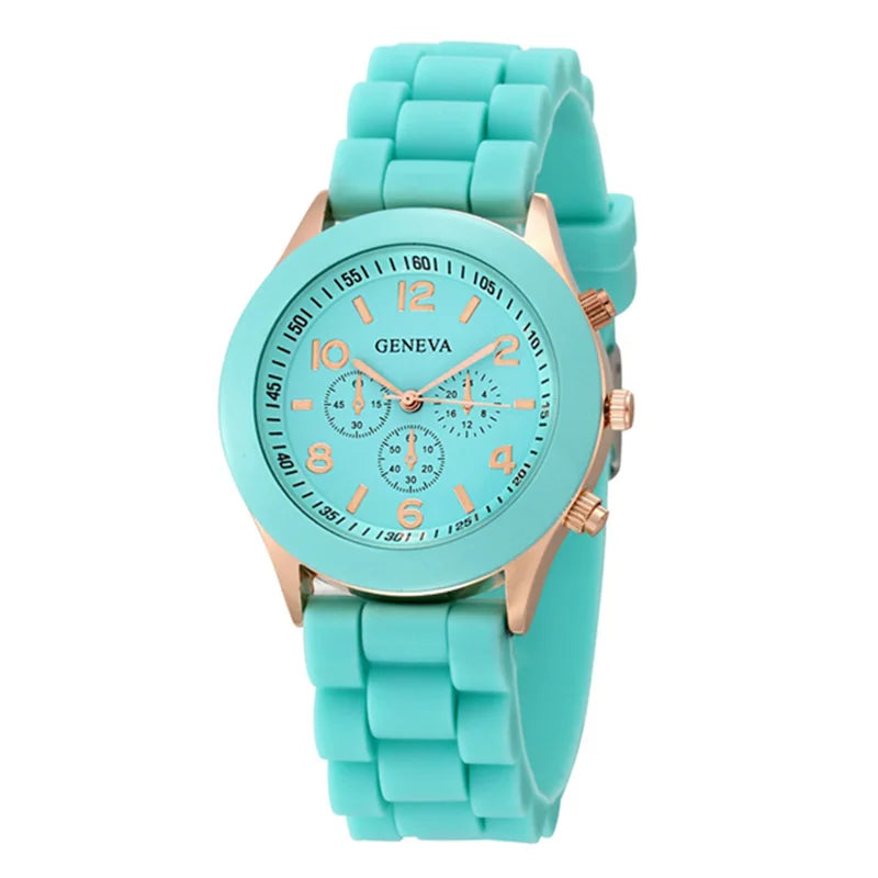 GENEVA Brand Women Watches 2023 New Fashion Ladies Quartz Wrist Watch Rubber Strap Simple Casual Watches for Women Reloj Mujer