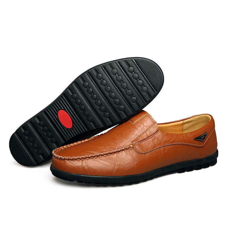 man shoes Genuine Leather Men Casual Shoes  Breathable Slip on Driving Shoes Plus Size 37-46