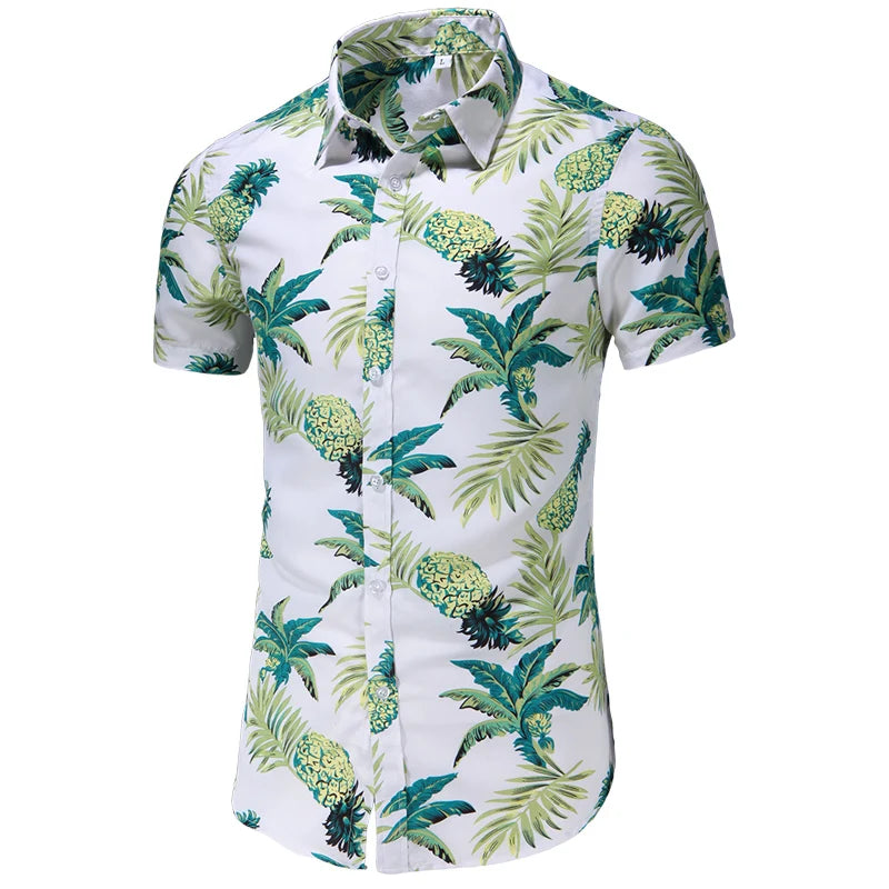 Summer Mens Hawaiian Shirt Holiday Casual Print Shirts Men Oversized Short Sleeve