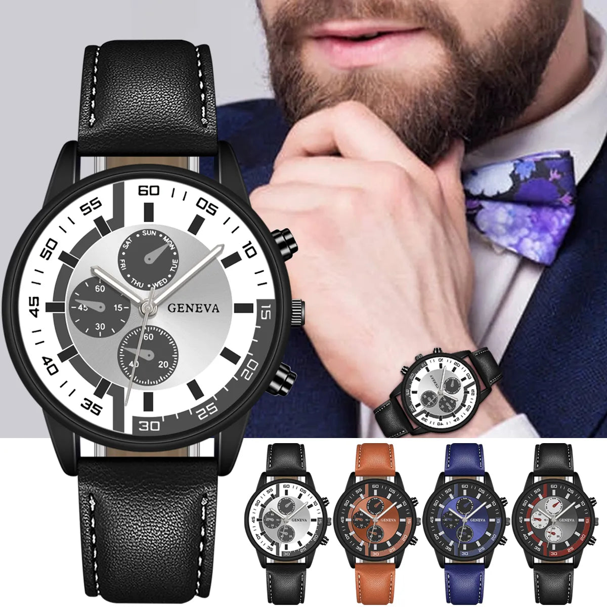 Quartz Watches For Men Leather Strap Wristwatches Top Luxury Brand Man Watch Business Men's Clock Gift