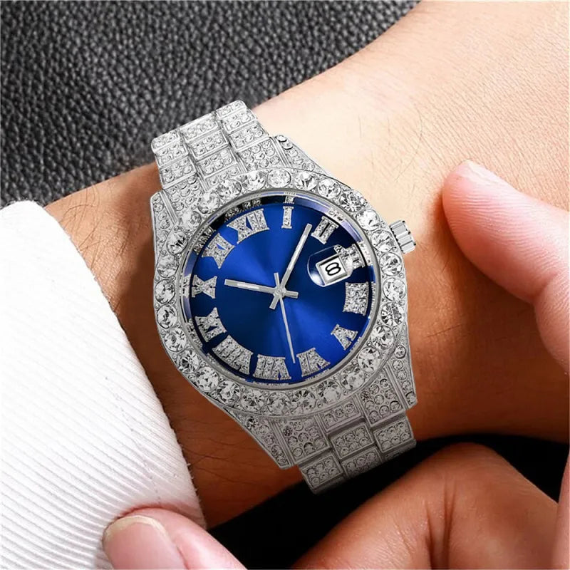 Hip hop Watch Male watch luxury water proof Brand watches Stainless steel Round Clock Men quartz wristwatches Gift boyfriend