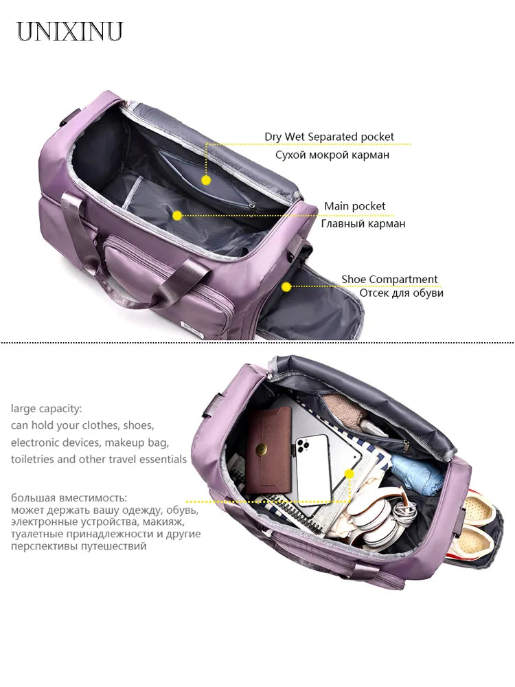 UNIXINU Large Capacity Carry On Travel Bag with Shoe Compartment for Women